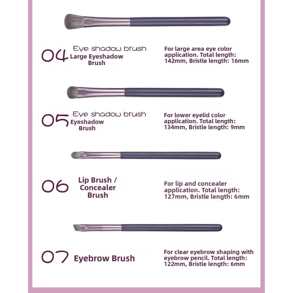Professional 7-Piece Makeup Brush Set With Travel Case Dusty Purple NEW